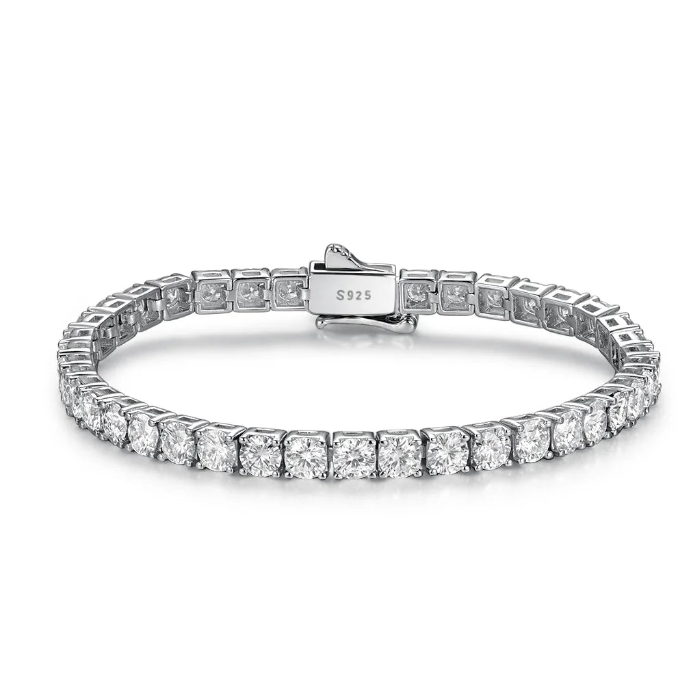 Moissanite Tennis Bracelet for Women 925 Sterling Silver Round Cut 2mm 3mm 4mm 5mm Size Options Elegant Fine Jewelry Gift