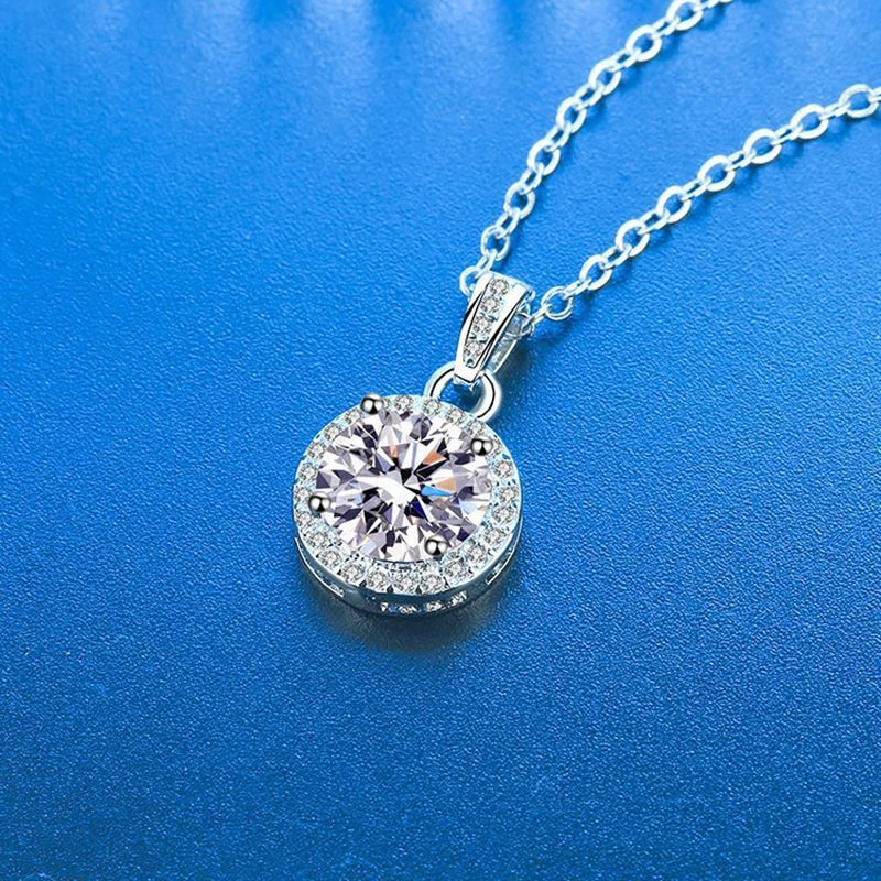 925 Sterling Silver Necklace Pendant 100% Real Moissanite For Women Fashion Clavicle Chain Necklaces Wedding Party Jewelry Gift