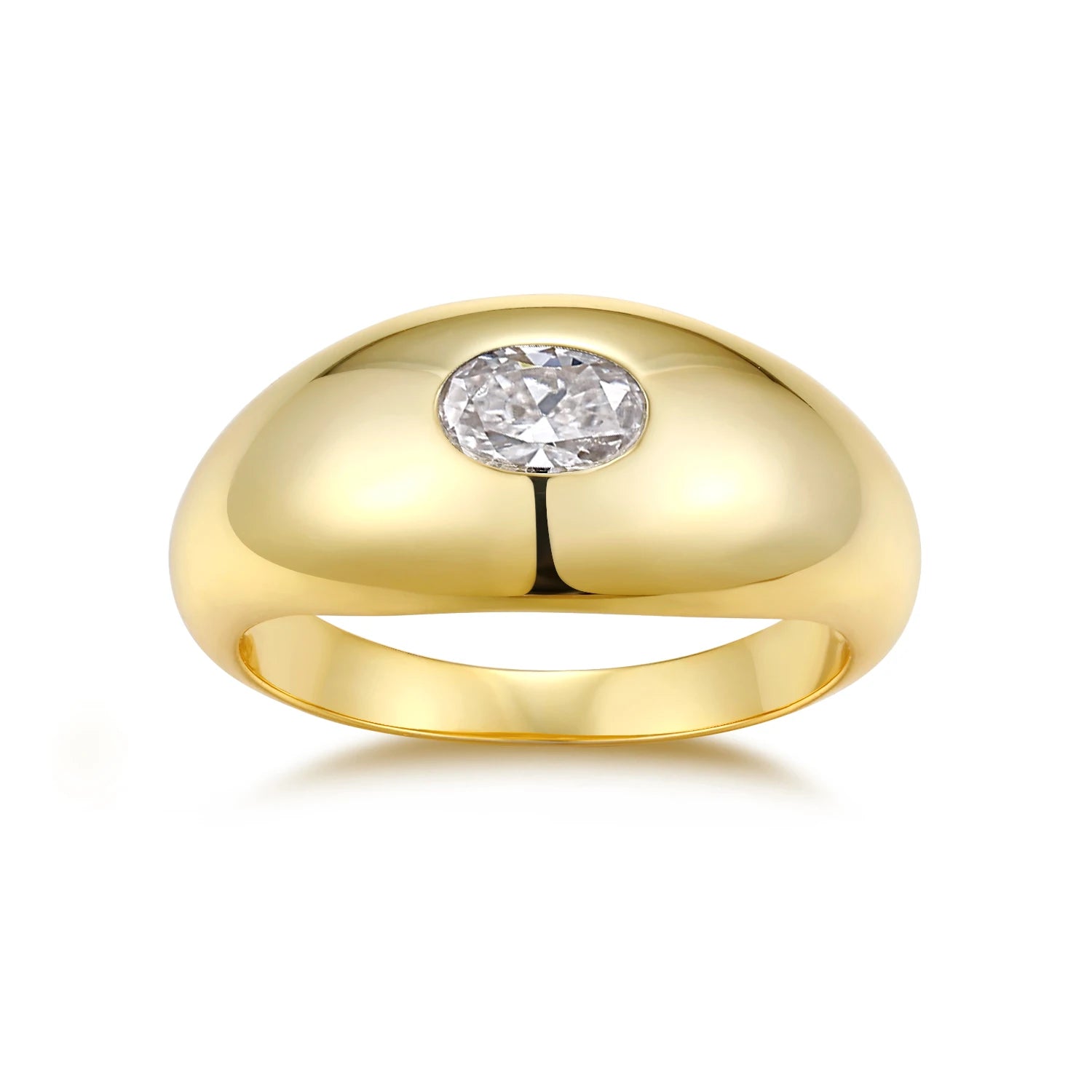 JIUZUAN Christmas Gift Moissanite Ring, 18K Gold Plated S925 Silver, Unique Oval Design, Hypoallergenic Jewelry for Women