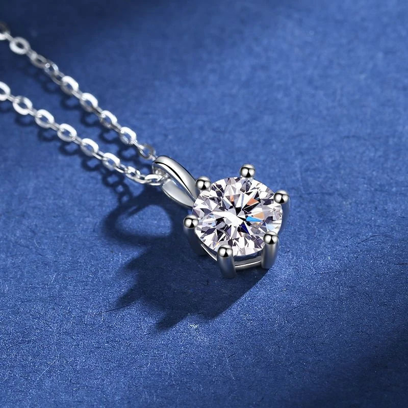 925 Sterling Silver Necklace Pendant 100% Real Moissanite For Women Fashion Clavicle Chain Necklaces Wedding Party Jewelry Gift