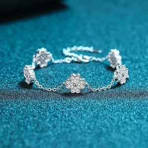 Moissanite bracelet 925 sterling silver women's light luxury versatile style chain five-flower four-leaf clover micro-inlay