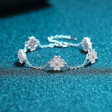 Moissanite bracelet 925 sterling silver women's light luxury versatile style chain five-flower four-leaf clover micro-inlay