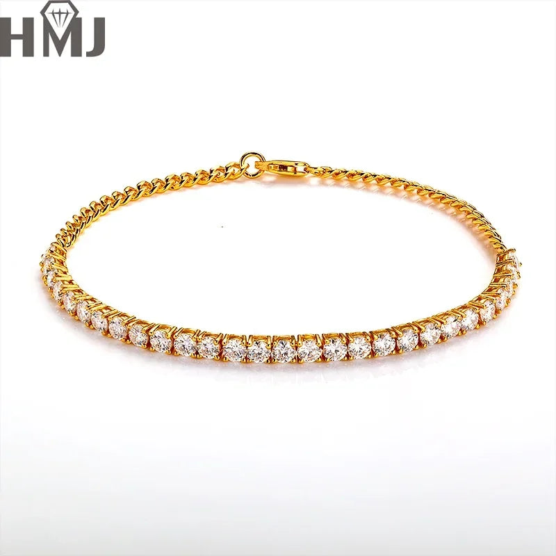 Moissanite Tennis Bracelet Original S925 Sterling Silver Plated 18k Yellow Gold with GRA Bracelets for Women Man