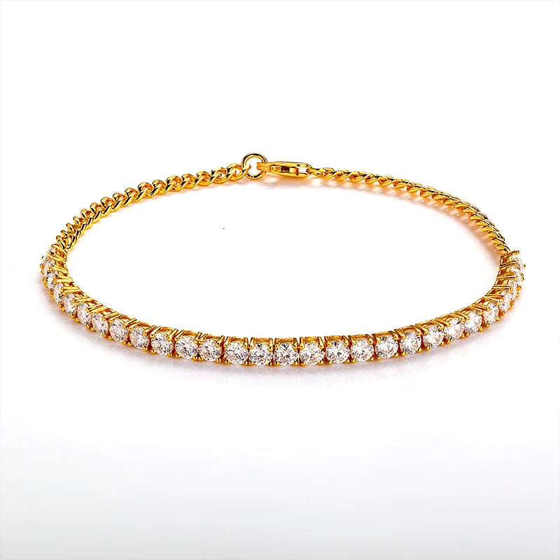 Moissanite Tennis Bracelet Original S925 Sterling Silver Plated 18k Yellow Gold with GRA Bracelets for Women Man