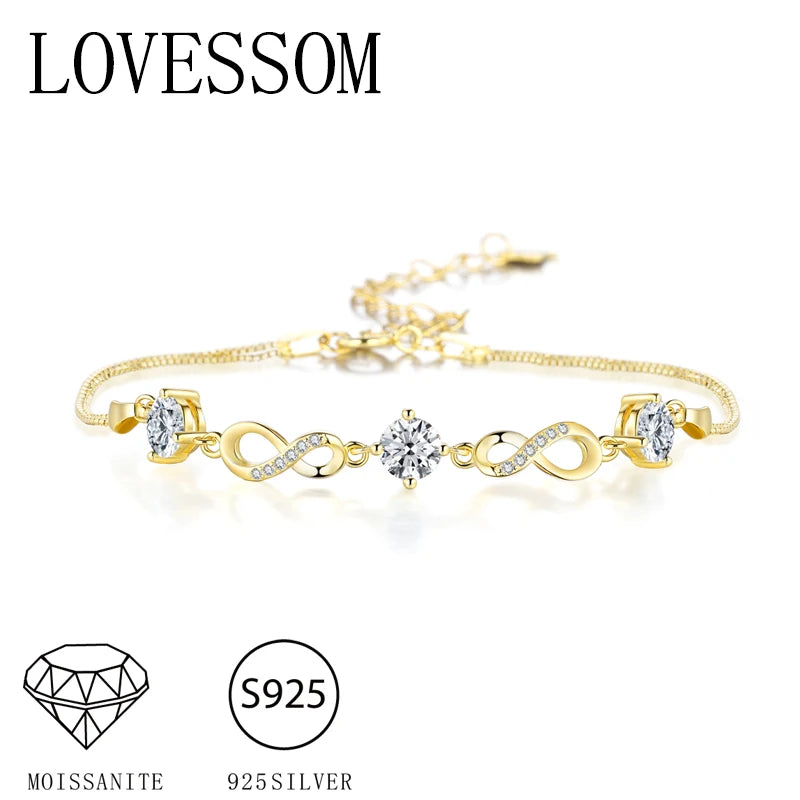 925 silver 1.5 carat moissanite fashion classic bracelet elegant and luxurious, suitable for daily wear wedding anniversary gift