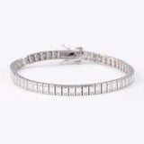 2x4mm Emerald Cut Moissanite Chain Bracelet 925 Sterling Silver Plated White Gold Baguette Diamond Link Bracelets Pass Tester