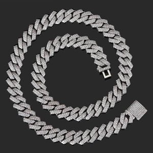KNOBSPIN D Color Moissanite Cuban Bracelet 925 Sterling Sliver Plated with 18k White Gold Diamond Cuban Link Chain for Women Man