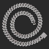 KNOBSPIN D Color Moissanite Cuban Bracelet 925 Sterling Sliver Plated with 18k White Gold Diamond Cuban Link Chain for Women Man