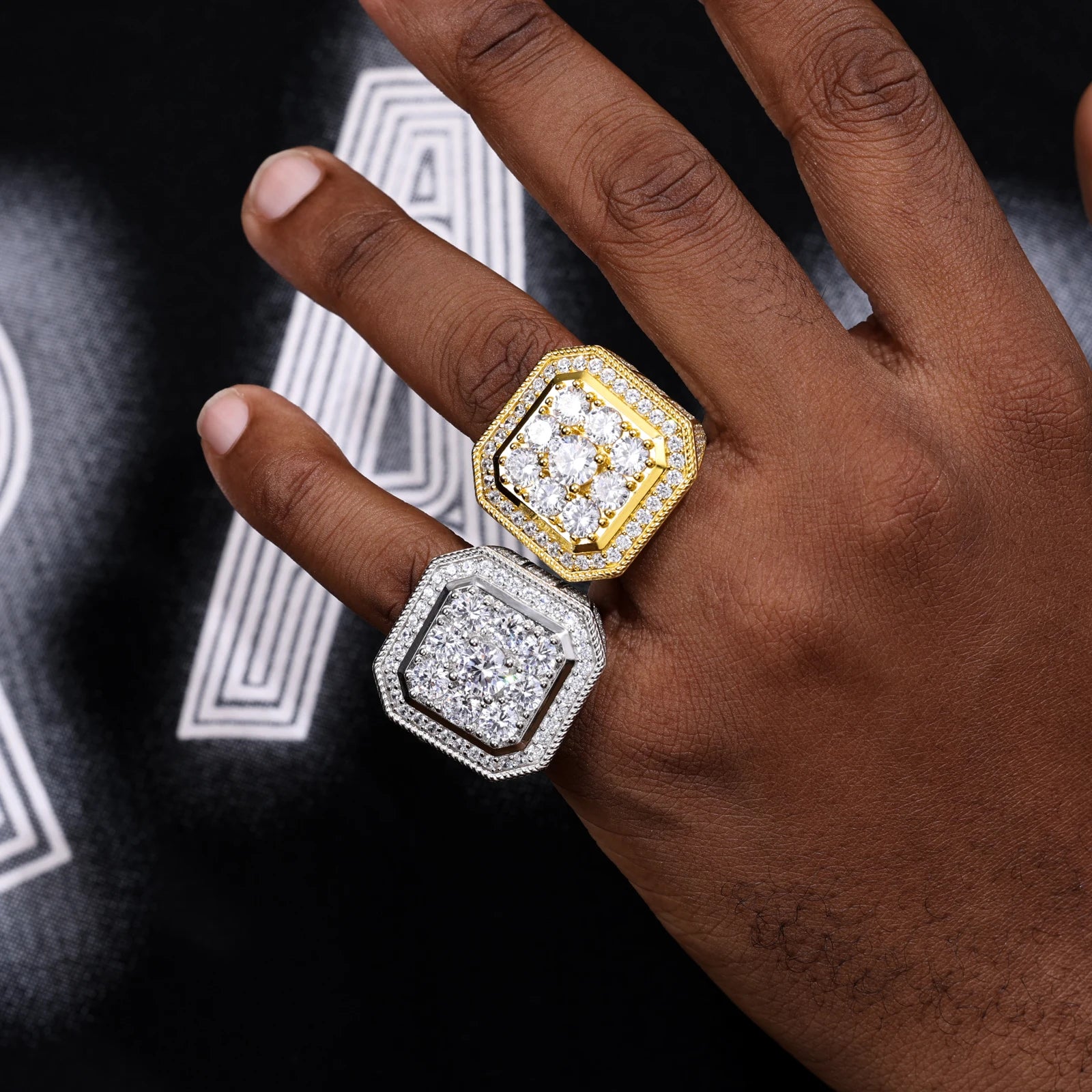 Moissanite Finger Rings Men Certificate Square Couple Ring For Women Luxury 925 Sterling Silver High Quality Hip Hop Jewelry