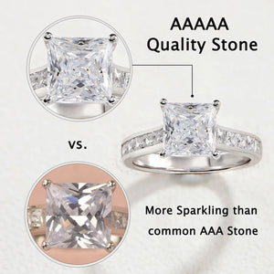 Newshe 2 Pieces Classic Wedding Rings Set for Women 7*7mm Princess Cut AAAAA Zircon 925 Sterling Silver Engagement Ring Jewelry