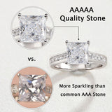 Newshe 2 Pieces Classic Wedding Rings Set for Women 7*7mm Princess Cut AAAAA Zircon 925 Sterling Silver Engagement Ring Jewelry