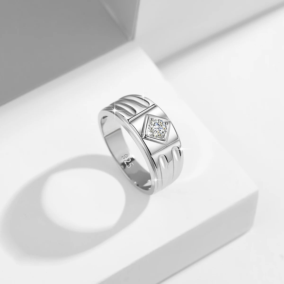 Men Moissanite Ring with Certificate 0.3ct D Color VVS1 Male Original 925 Sterling Silver Rings Luxury Engagement Wedding Gift