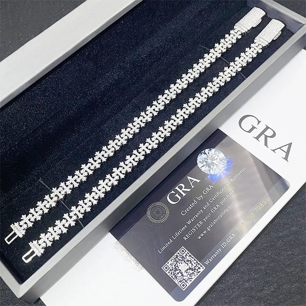 925 Silver Moissanite High-end Diamond Iced Out Chains Bracelet Women's Necklace With GRA Certificate Moissanite Pure Silver ﻿
