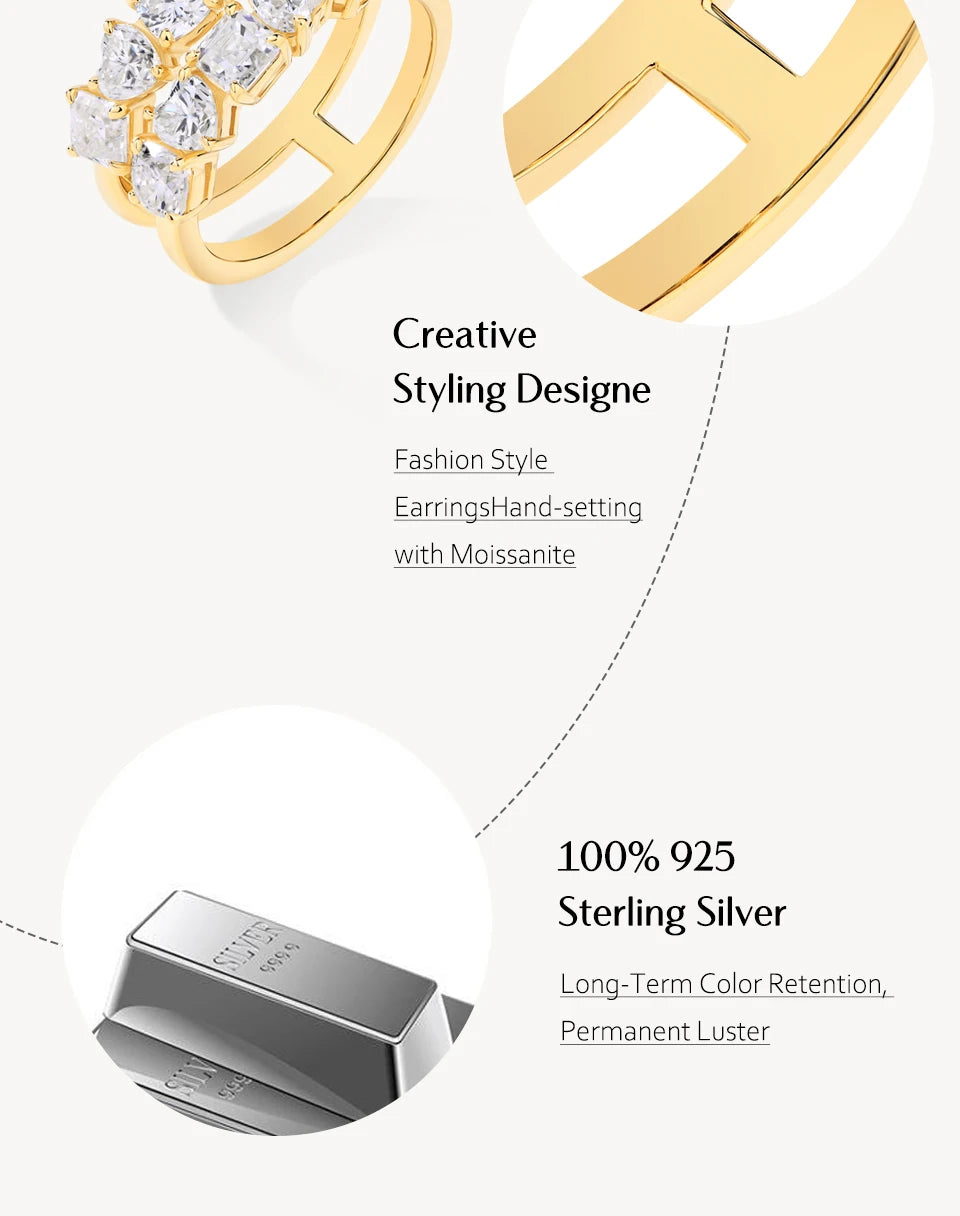 CHARMING Luxury 3.2 CT Sparkling S925 Silver Moissanite Diamond Ring for Women Engagement Wedding Fine Jewelry Anniversary Gift