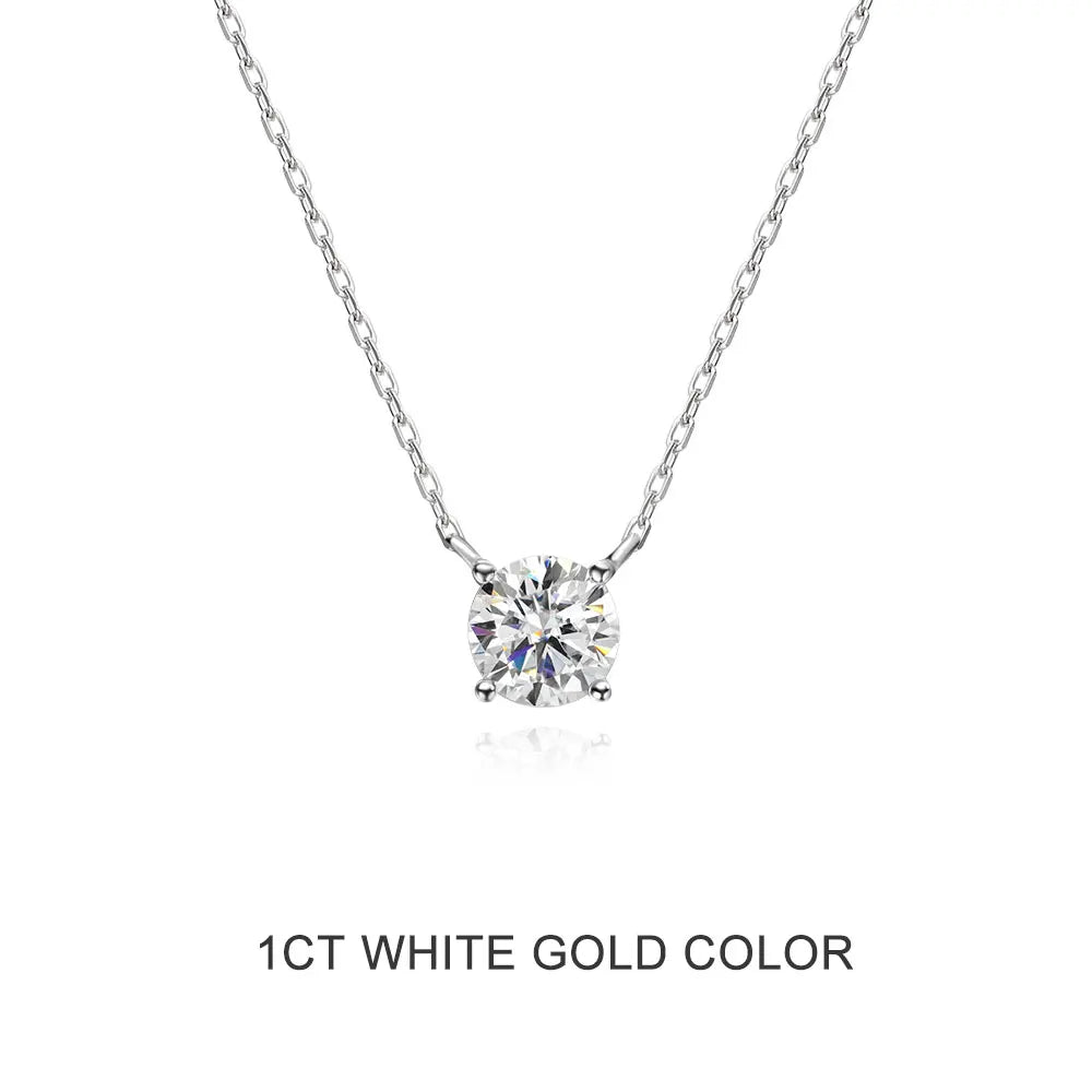 Moissanite Necklace 1-2ct D Color Solitaire Pandent GRA Certified Lab Diamond 925 Sterling Silver Plated 18k Necklaces for Women