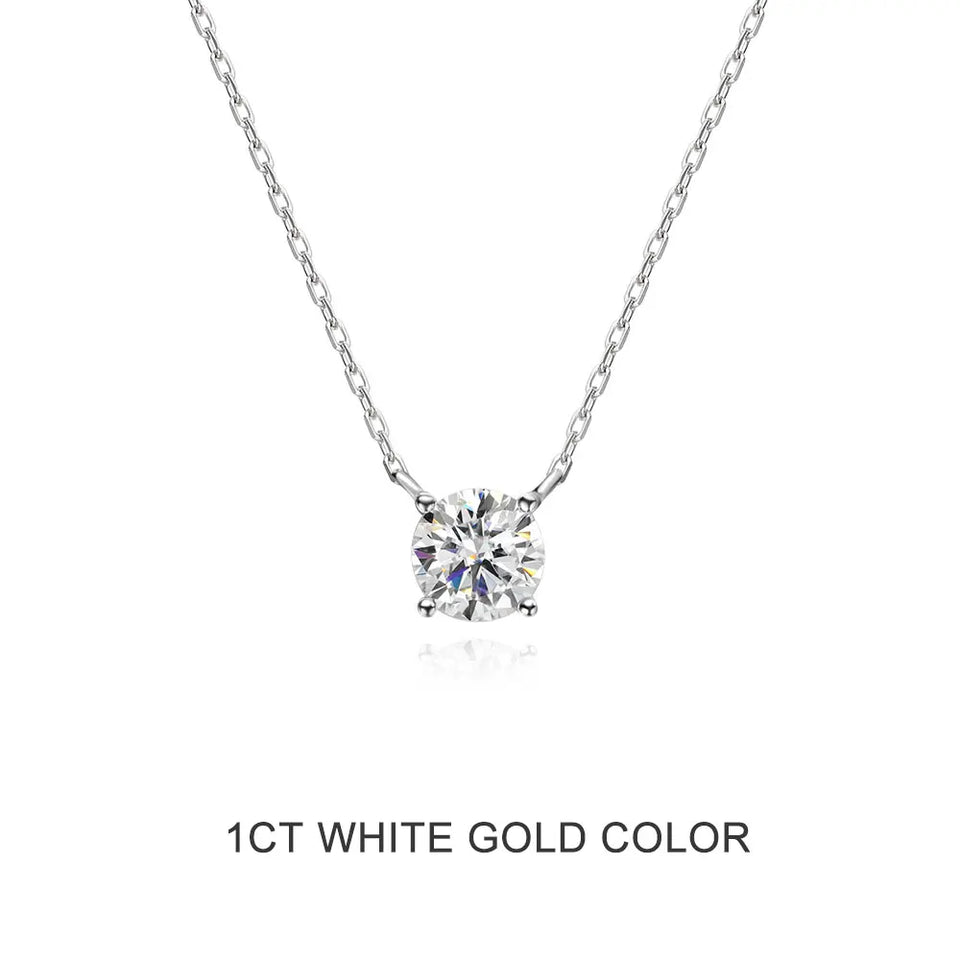 Moissanite Necklace 1-2ct D Color Solitaire Pandent GRA Certified Lab Diamond 925 Sterling Silver Plated 18k Necklaces for Women