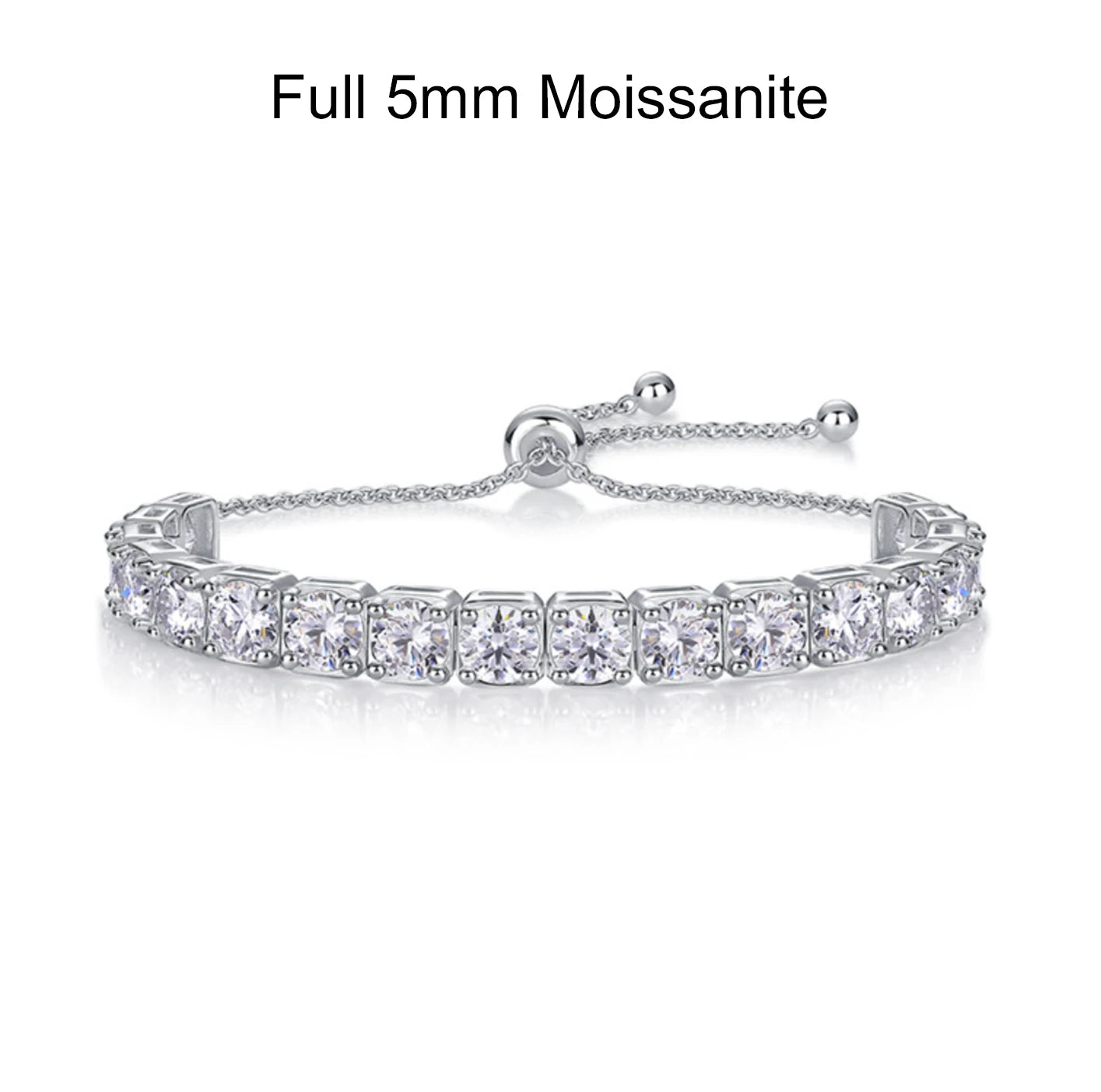 Moissanite Tennis Bracelet 1.8ct-9ct Diamond Bracelets for Women 18K White Gold Plated S925 Sterling Silver Adjustable Bracelets