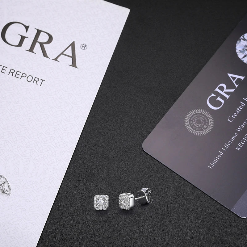 TUHE Unisex GRA Certified Moissanite Earrings 925 Silver Fine Jewelry Moissanite Earring For Women Jewelry Gift