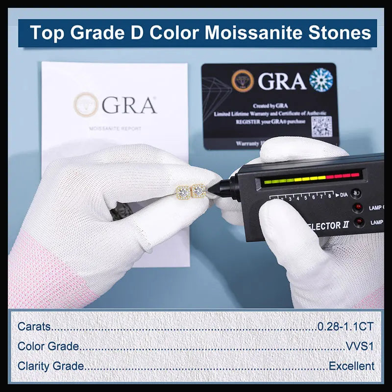 TUHE Unisex GRA Certified Moissanite Earrings 925 Silver Fine Jewelry Moissanite Earring For Women Jewelry Gift