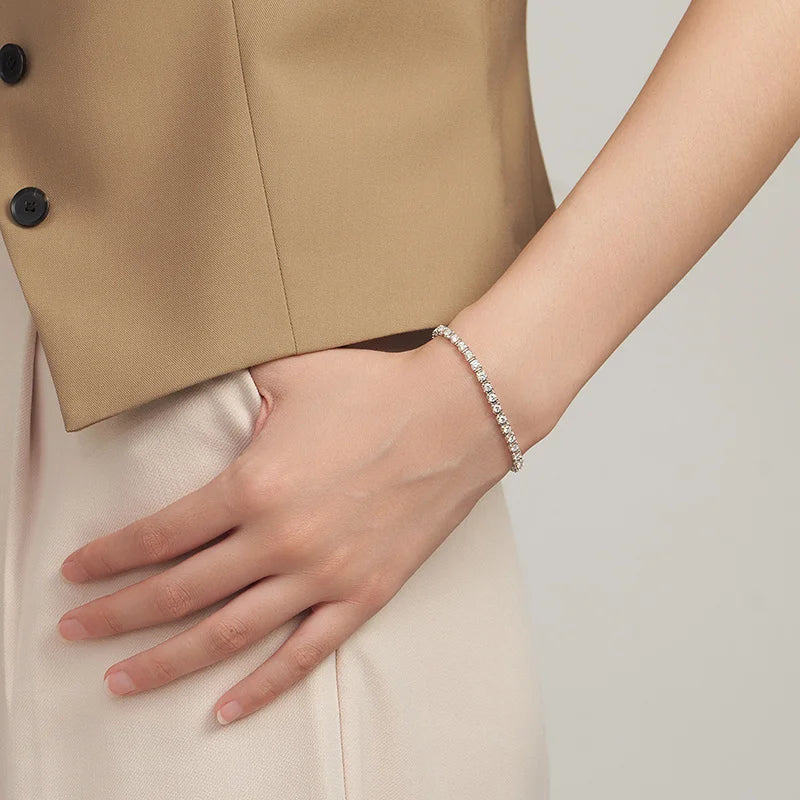 Moissanite Tennis Bracelet for Women 925 Sterling Silver Round Cut 2mm 3mm 4mm 5mm Size Options Elegant Fine Jewelry Gift