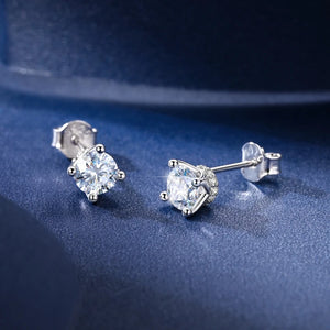 Moissanite Stud Earrings 100% Real 925 Sterling Silver Six Claw Earrings for Women Lady Girls Sparkling Classic Wedding Earring