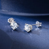 Moissanite Stud Earrings 100% Real 925 Sterling Silver Six Claw Earrings for Women Lady Girls Sparkling Classic Wedding Earring