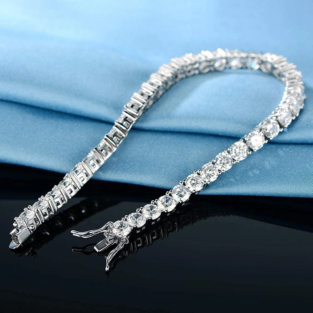 Real Moissanite Tennis Bracelet for Women Men 2.5-6.5mm Lab Diamond Bangle with Certificates 925 Sterling Silver Fine Jewelry
