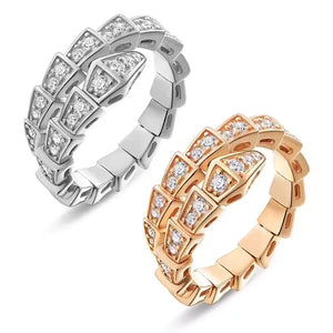 M-JAJA Moissanite Snake Bracelets Diamond Snake Wedding Ring for Women Adjustable 925 Sterling Silver Bangle Luxury Jewelry Set