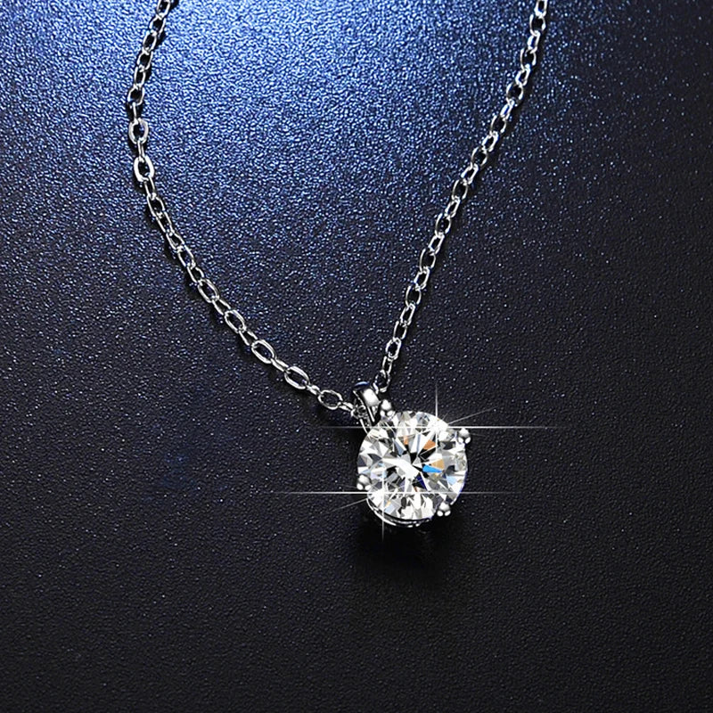 100% Real Moissanite Pendant Necklace D Color 1 Carat GRA Certificate for Women Wedding Bridal S925 Sterling Silver Fine Jewelry