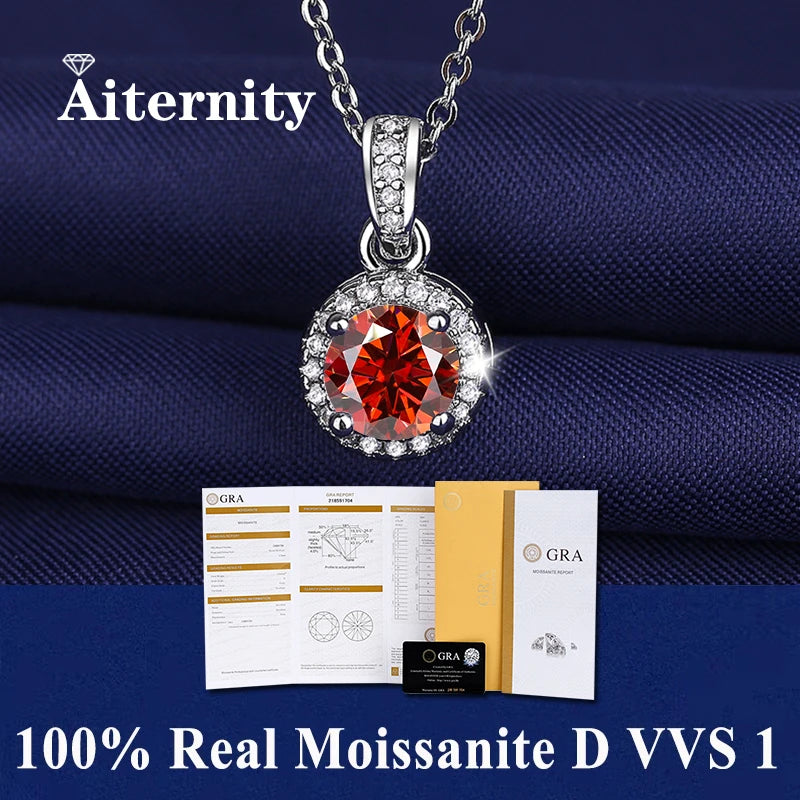 925 Sterling Silver Necklace Pendant 100% Real Moissanite For Women Fashion Clavicle Chain Necklaces Wedding Party Jewelry Gift