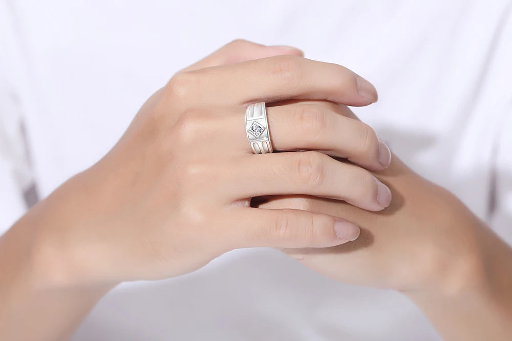 Men Moissanite Ring with Certificate 0.3ct D Color VVS1 Male Original 925 Sterling Silver Rings Luxury Engagement Wedding Gift