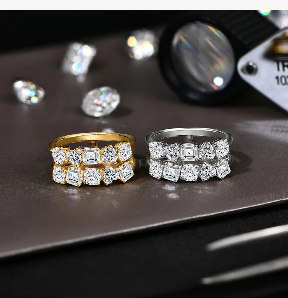 CHARMING Luxury 3.2 CT Sparkling S925 Silver Moissanite Diamond Ring for Women Engagement Wedding Fine Jewelry Anniversary Gift