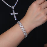 Kfvanfi Moissanite D VVS 925 Sterling Silver Gold Plated 11MM Width Retro Classic Men's Bracelet Shining Cuban Chain