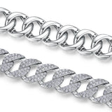 Kfvanfi Moissanite D VVS 925 Sterling Silver Gold Plated 11MM Width Retro Classic Men's Bracelet Shining Cuban Chain