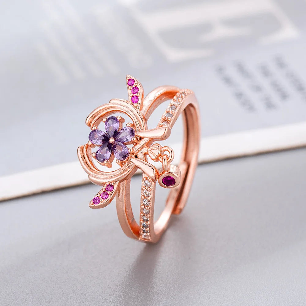 Anime Game Genshin Impact Yae Miko Cosplay Ring Women Open Adjustable Rings Joint Wedding Initial Fashion Jewellery Gifts