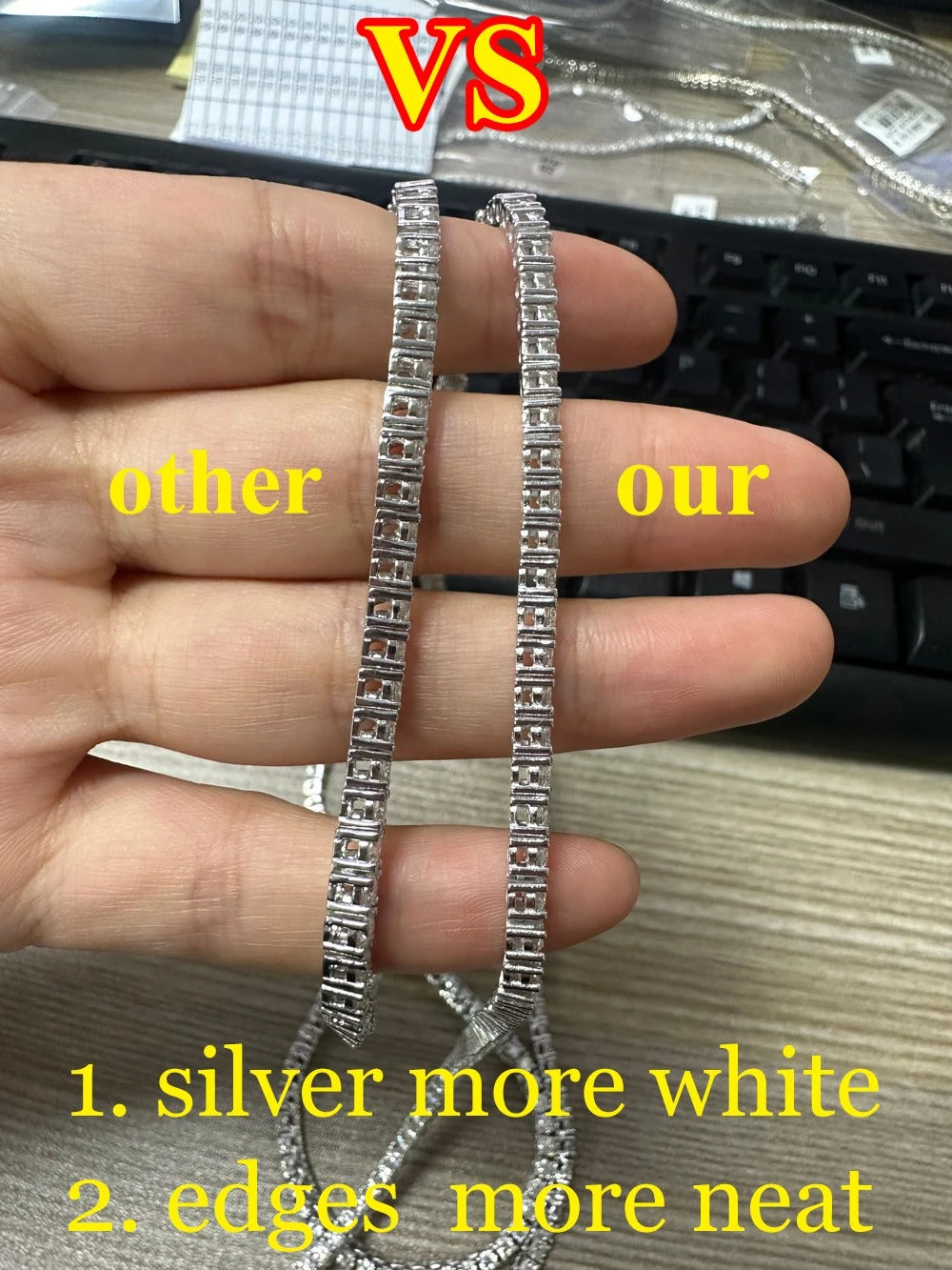 2025 New Unisex Hip Hop Moissanite Tennis Chain for Women Original 925 Sterling Silver Gold Man Moissanite Bracelet Chain Hiphop