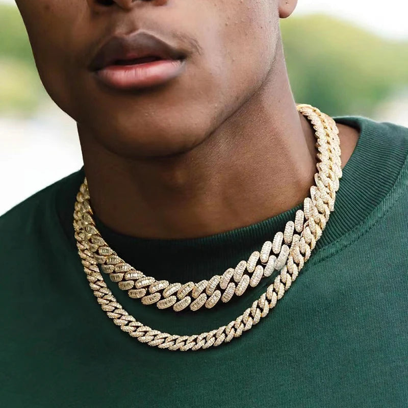 WSHUO Cuban Necklace S925 Sterling Silver Sparkling D Color High Carbon Diamond Hip Hop Fine Jewelry for Women Men Trendy Gift