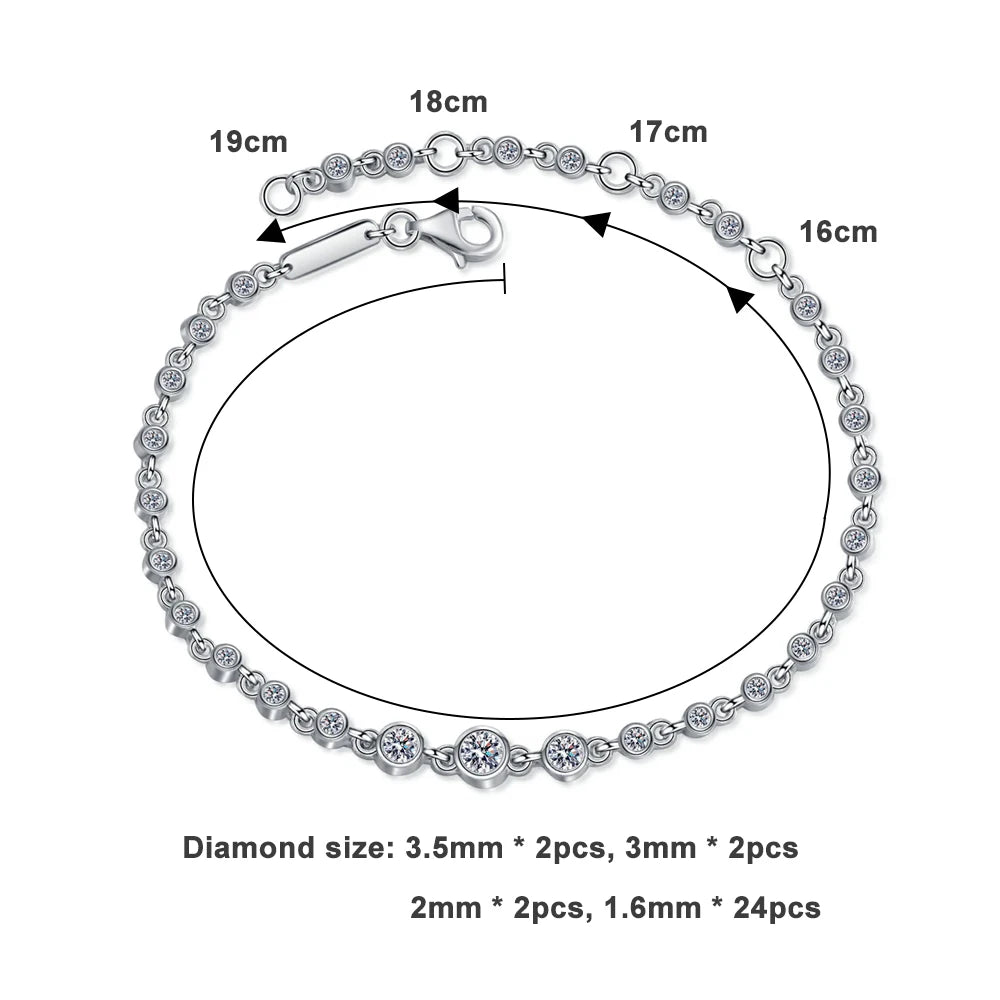 KNOBSPIN D VVS1 Moissanite Tennis Bracelets for Women Round Lab Diamond GRA 925 Sterling Silver 18k Dainty Bracelet Gift Jewelry