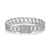 Kfvanfi Moissanite D VVS 925 Sterling Silver Gold Plated 11MM Width Retro Classic Men's Bracelet Shining Cuban Chain