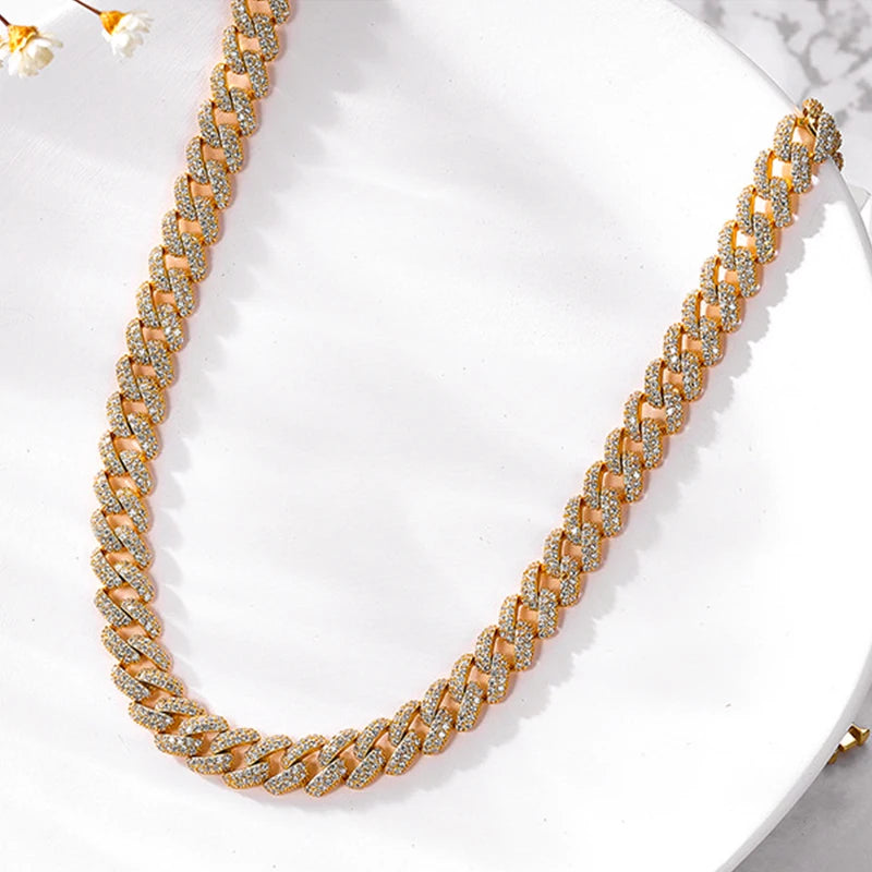 WSHUO Cuban Necklace S925 Sterling Silver Sparkling D Color High Carbon Diamond Hip Hop Fine Jewelry for Women Men Trendy Gift