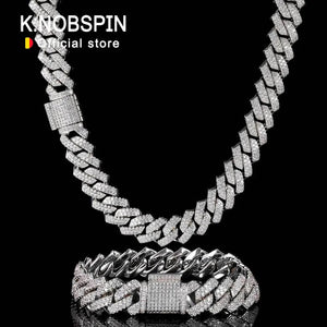 KNOBSPIN D Color Moissanite Cuban Bracelet 925 Sterling Sliver