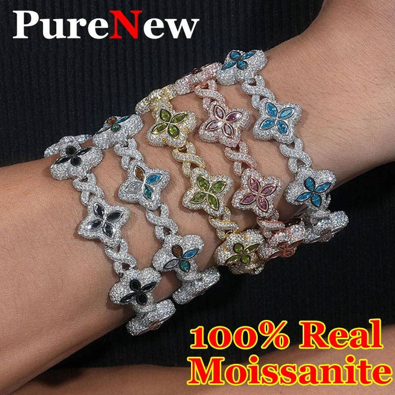 8mm Full Moissanite Marquise Cuban Chain For Women