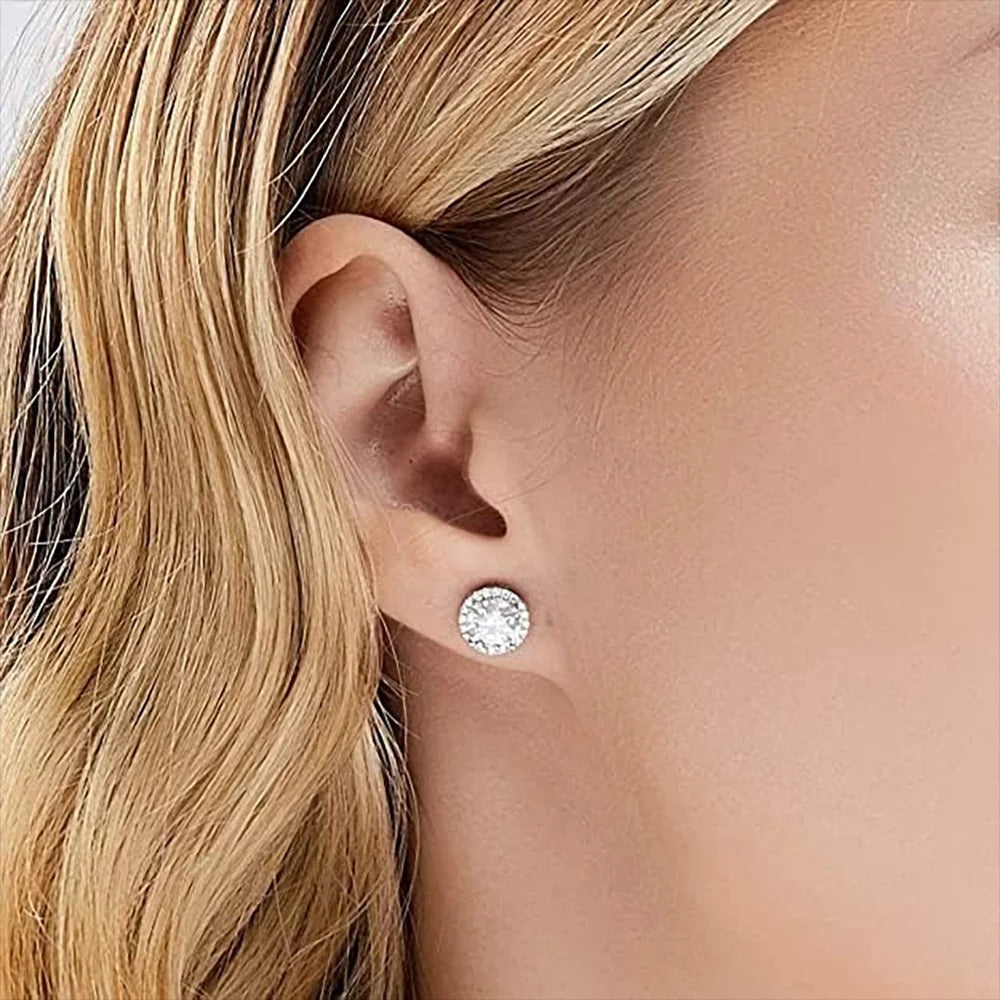Real 0.5CT D Color All Moissanite Round Earrings For Women
