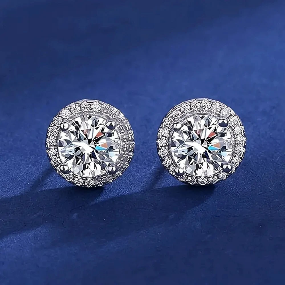 Real 0.5CT D Color All Moissanite Round Earrings For Women