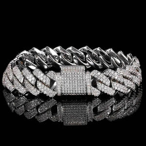 KNOBSPIN D Color Moissanite Cuban Bracelet 925 Sterling Sliver