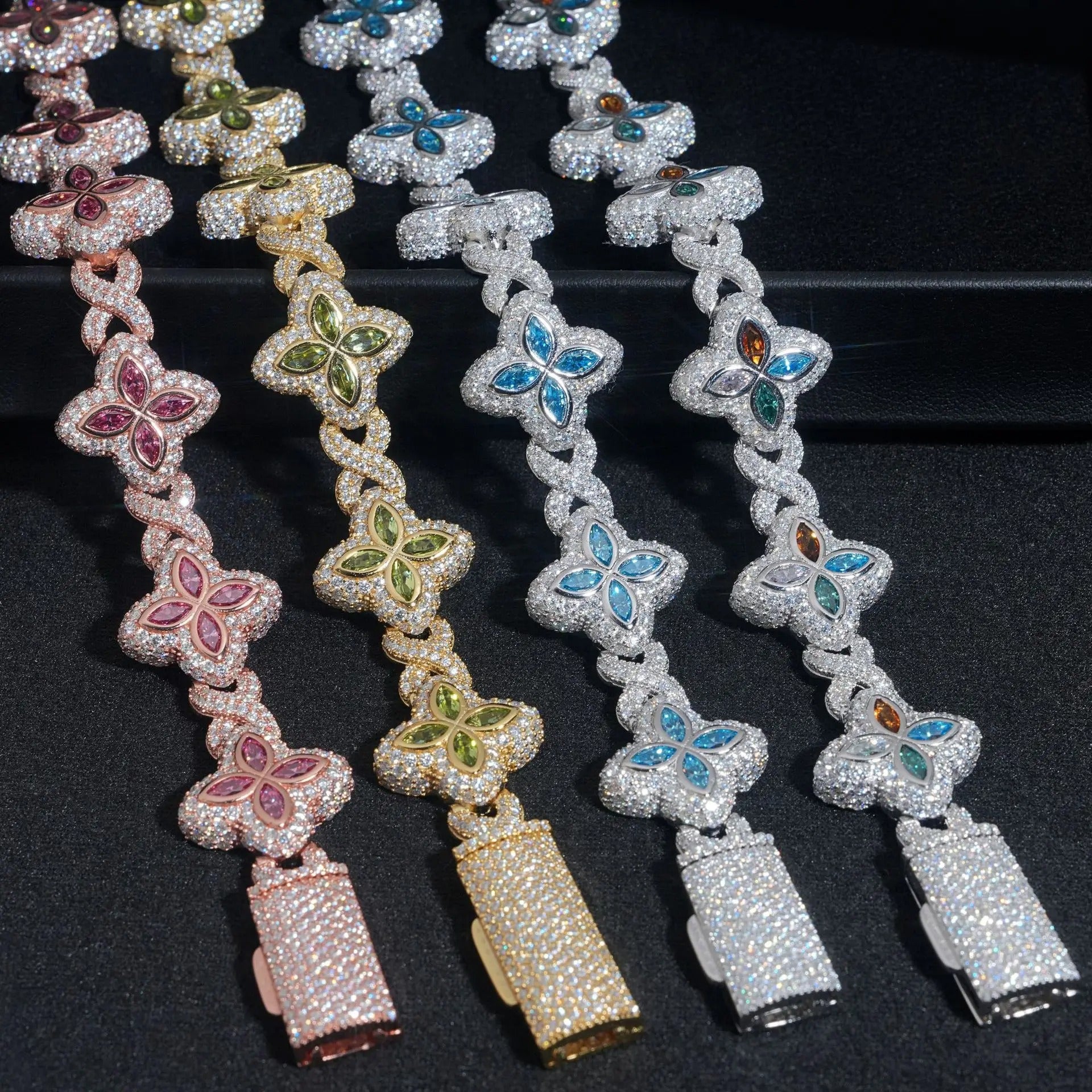 8mm Full Moissanite Marquise Cuban Chain For Women