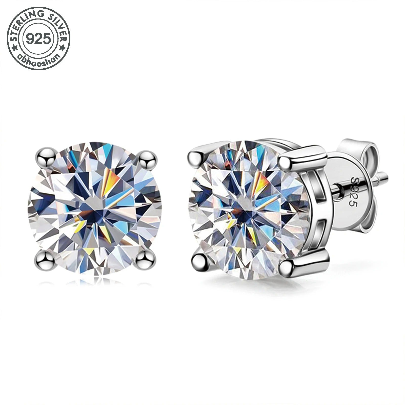 925 silver, moissanite stud earrings, men's earrings,