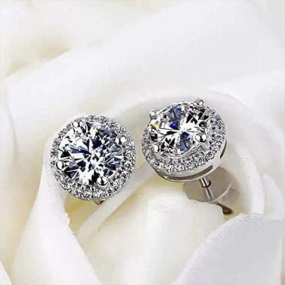 Real 0.5CT D Color All Moissanite Round Earrings For Women