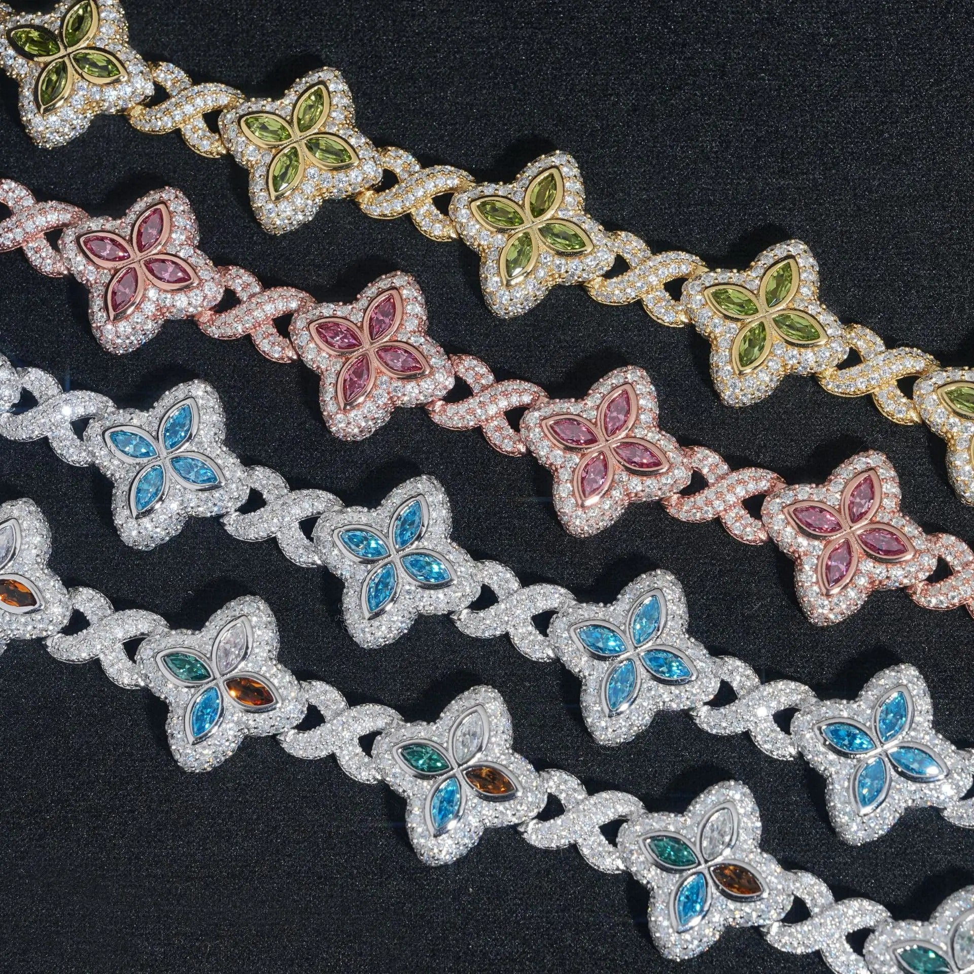 8mm Full Moissanite Marquise Cuban Chain For Women