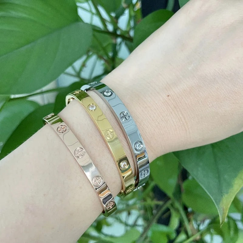 Stainless steel love cross zircon stone cartierred bracelet